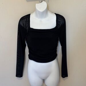 Stella Luce Black Sheer Sleeve Blouse